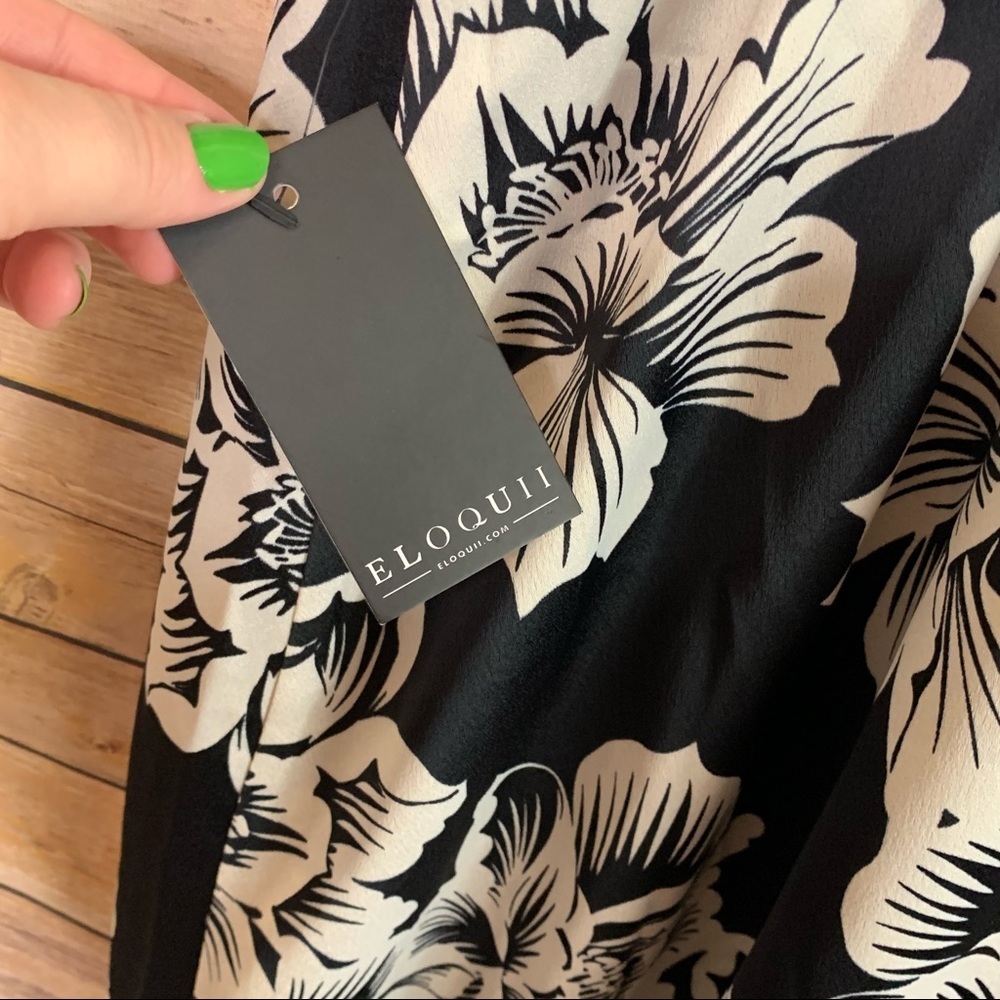 Eloquii Black and White Floral Midi Dress Bold Print - Picture 11 of 11